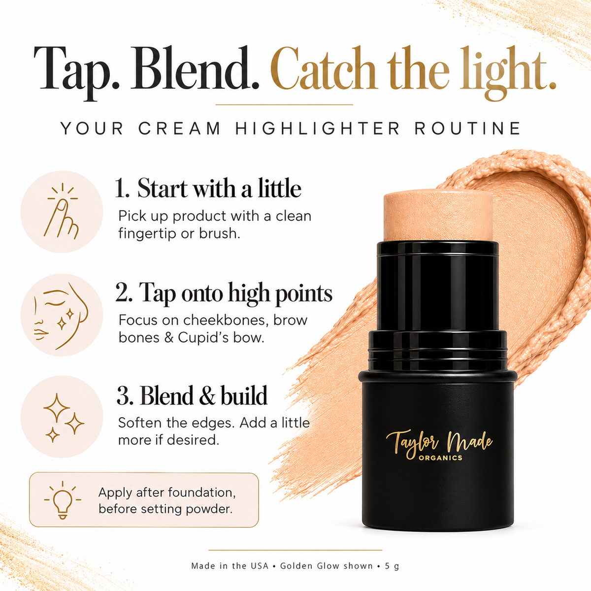 How to use Cream Highlighter made with toxin-free ingredients | Taylor Made Organics