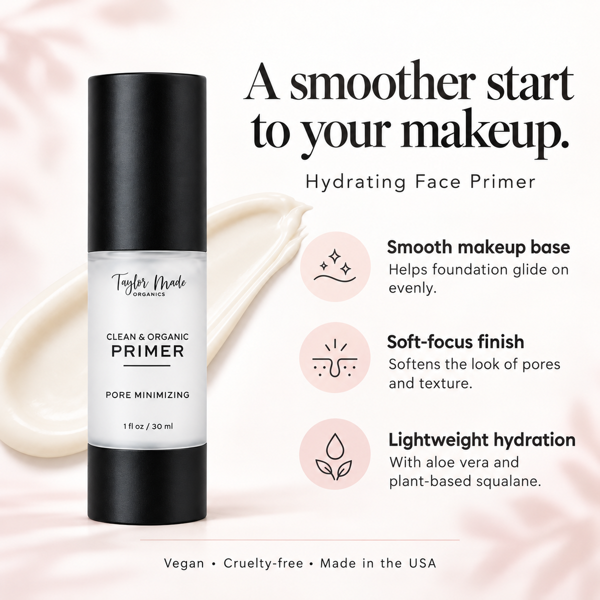 Hydrating Face Primer made with organic ingredients | Taylor Made Organics