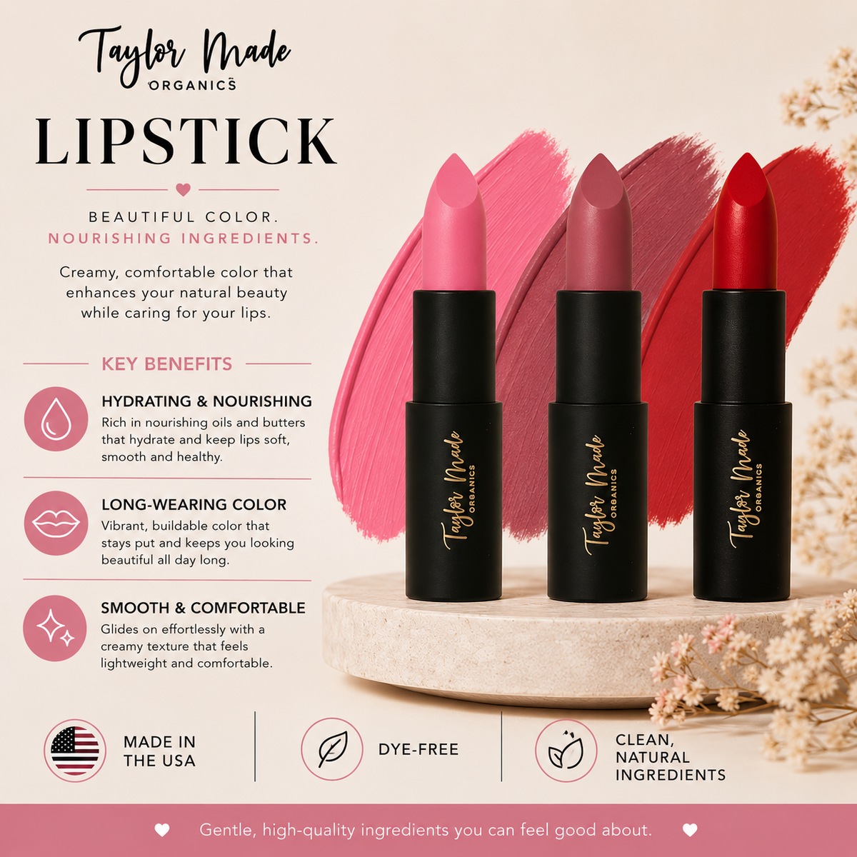 Lipstick Ingredient Facts | Taylor Made Organics