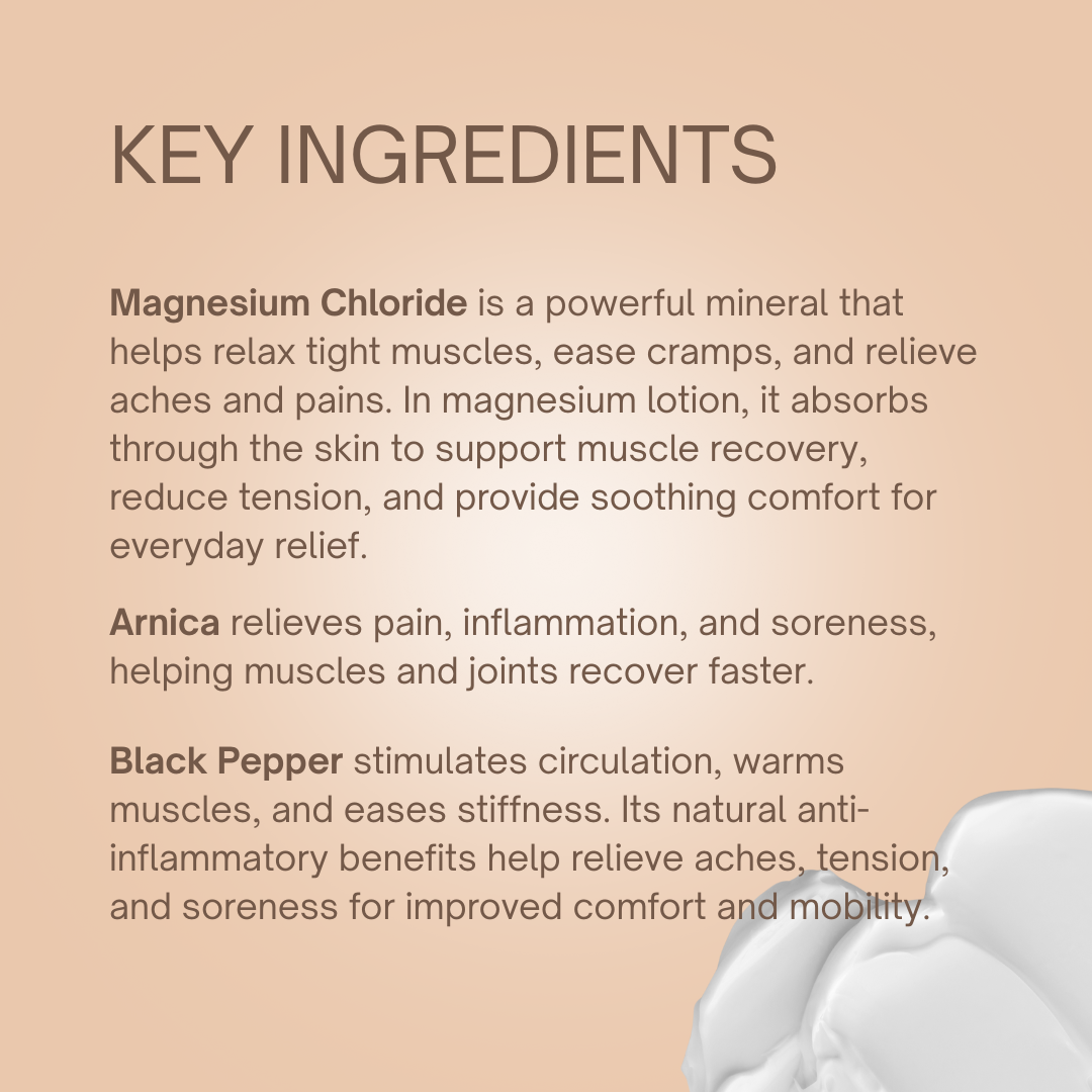 Muscle Ease with Magnesium Key Ingredients | Taylor Made Organics