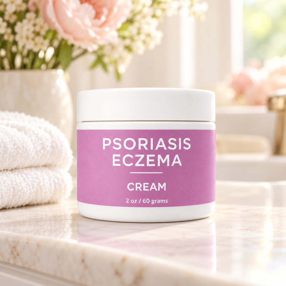 Taylor Made Organics Psoriasis Eczema Cream made with Sea Buckthorn and Blue Tansy. Made in the USA.