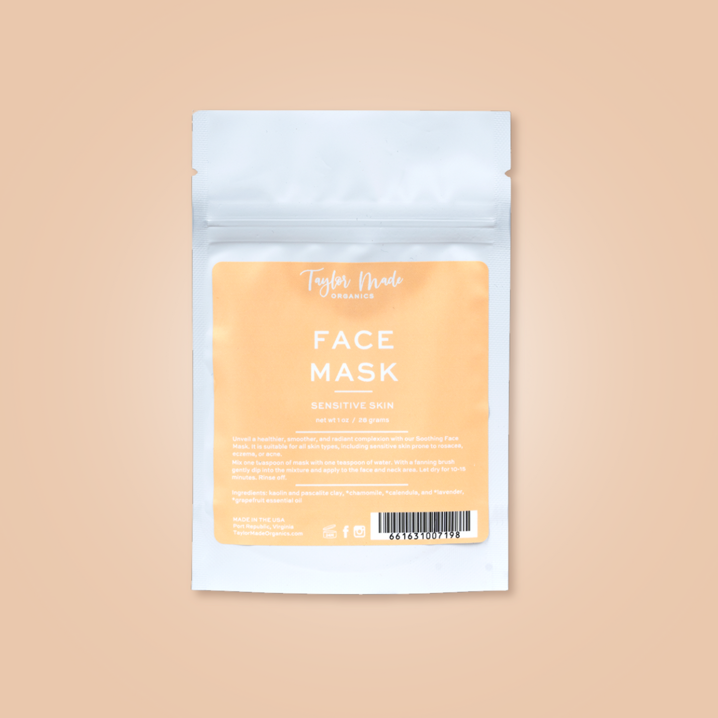 Sensitive Skin Face mask | Taylor Made Organics