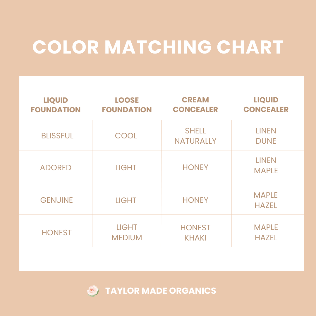 light color matching chart | taylor made organics