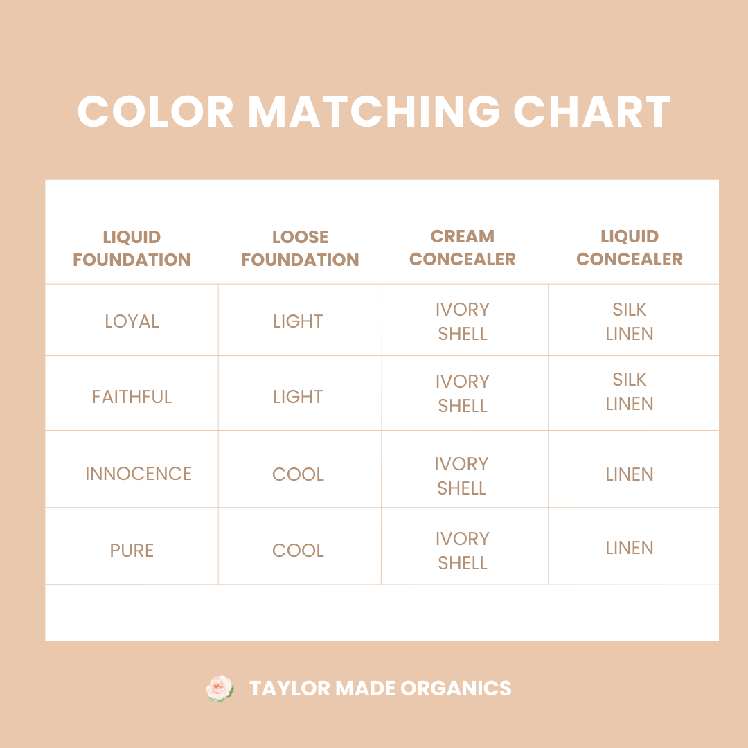 fair color matching chart | taylor made organics
