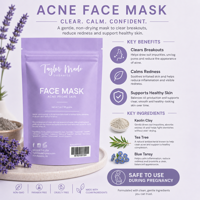 Acne Face Mask Key Ingredients | Taylor Made Organics