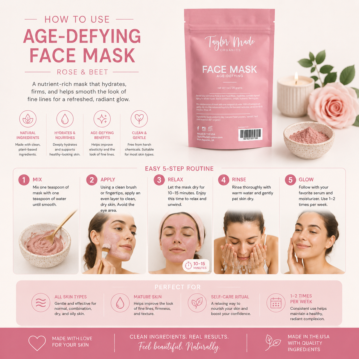 Age Defying Face Mask How to use | Taylor Made Organics