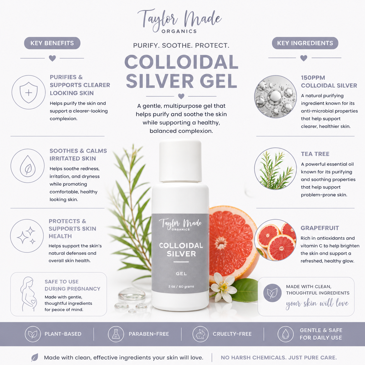 Colloidal SIlver Gel Key Benefits and Ingredients | Taylor Made Organics