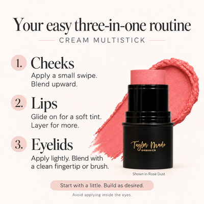 How to use the Multistick on cheeks, lips and eyes | Taylor Made Organics