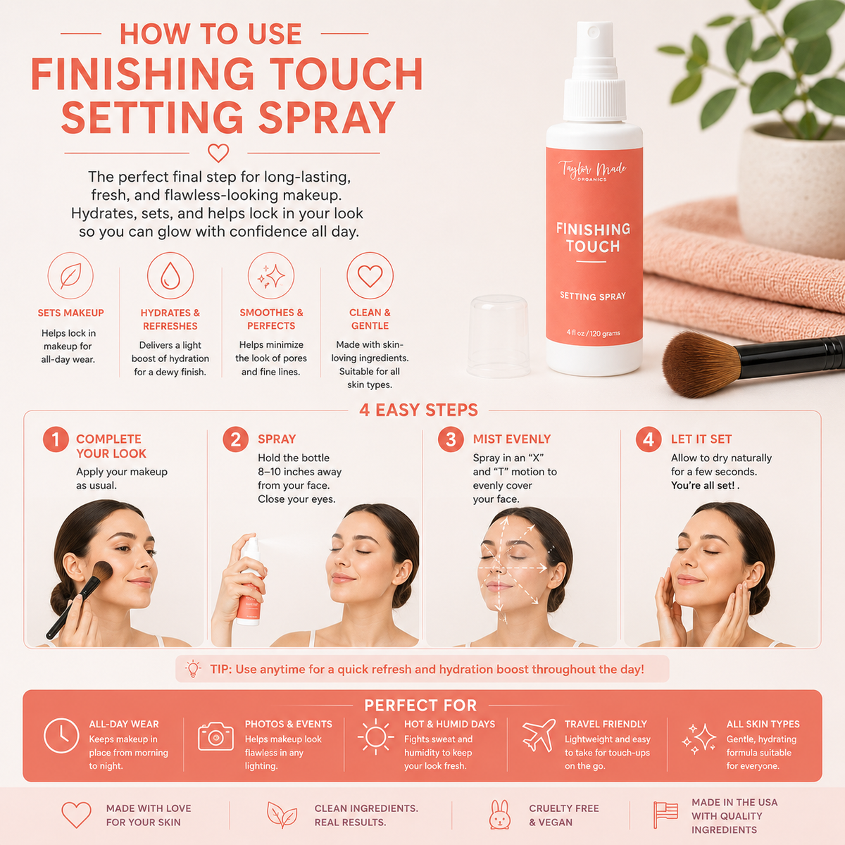Finishing Touch Setting Spray How to use | Taylor Made Organics