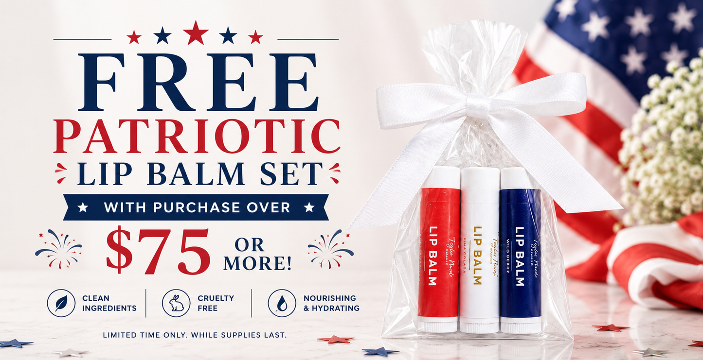 Free Patriotic Lip Balm Set with purchase of $50 or more | Taylor Made Organics