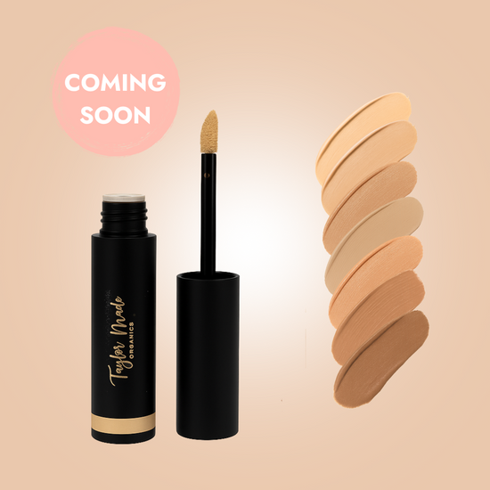 Liquid Organic Concealer Swatch showing 7 shades | Taylor Made Organics