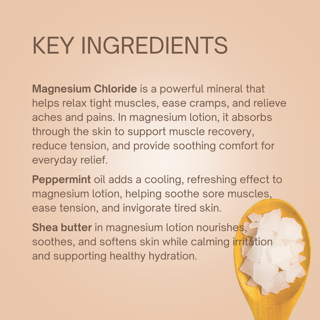 Magnesium Lotion Key Ingredients | Taylor Made Organics