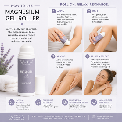 Magnesium Gel unscented how to use | Taylor Made Organics