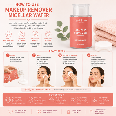 Makeup Remover with Micellar Water How to Use | Taylor Made Organics