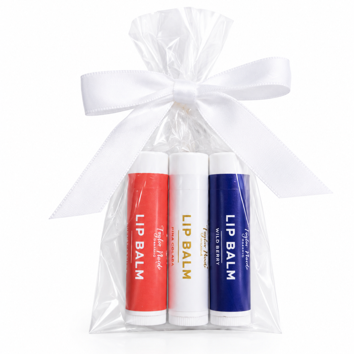 Patriotic Lip Balm Gift Set for America's 250th - cherry almond, pina colada, and wild berry | Taylor Made Organics