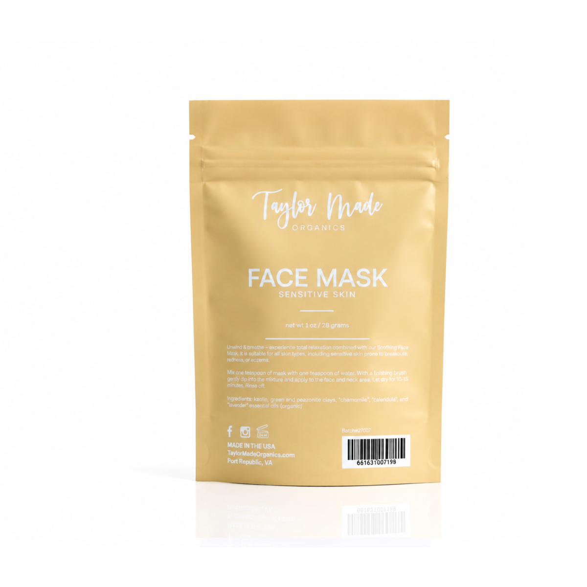 Sensitive Skin Face mask | Taylor Made Organics