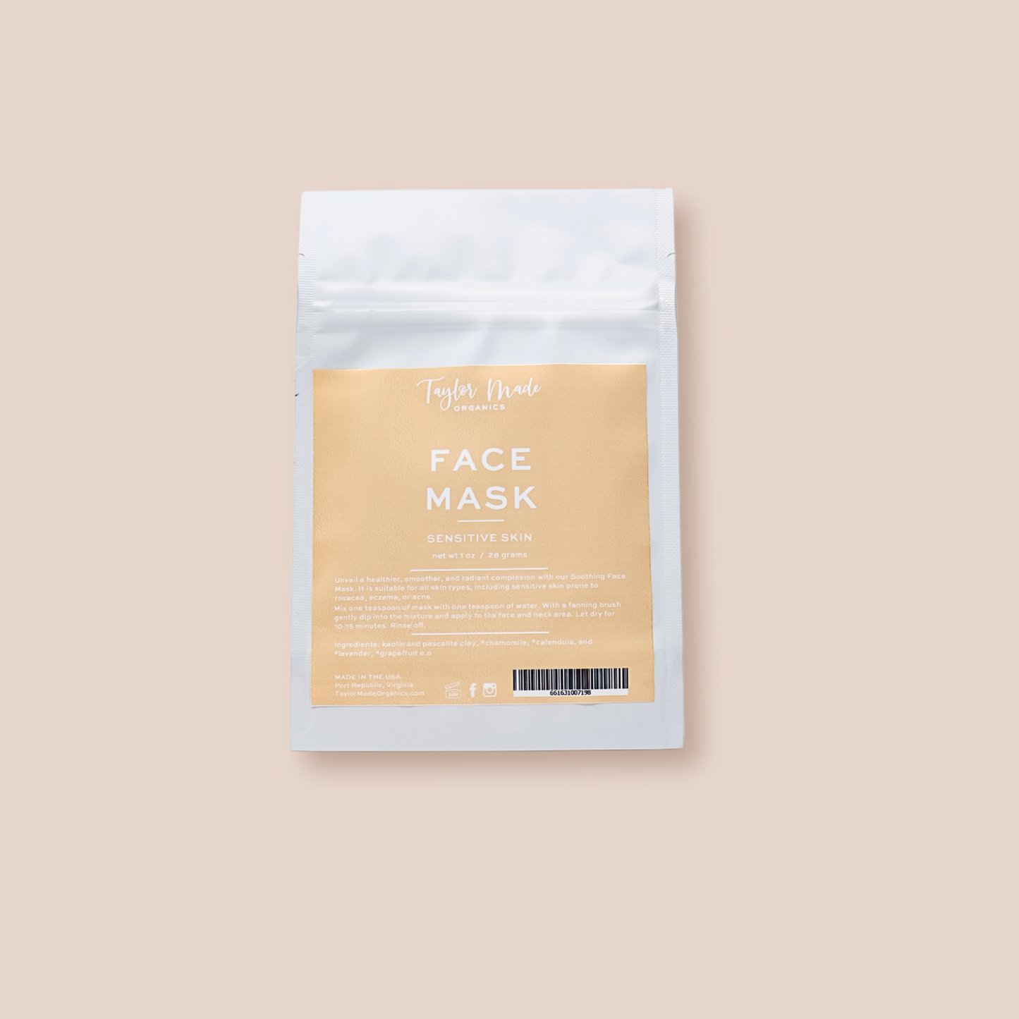 Sensitive Skin Face mask | Taylor Made Organics