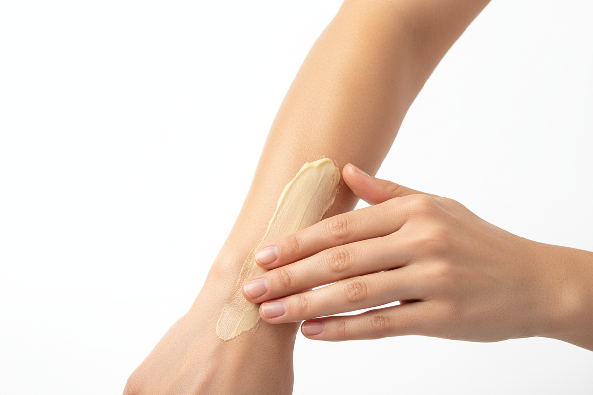 Applying Psoriasis Cream to Forearm