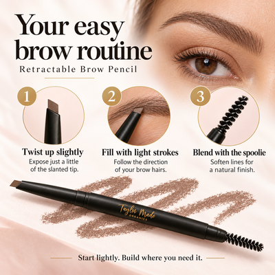 How to Use our Retractable Brow Pencil made with toxin-free ingredients | Taylor Made Organics
