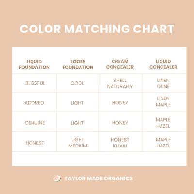 light color matching chart | taylor made organics