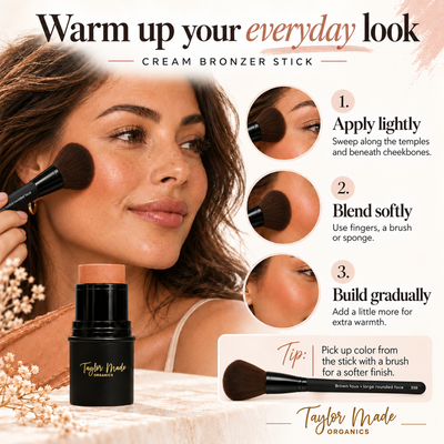 How to use cream bronzer stick made with toxin-free ingredients | Taylor Made Organics