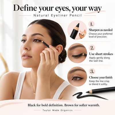 How to Use Natural Eyeliner Pencil made with toxin-free ingredients | Taylor Made Organics