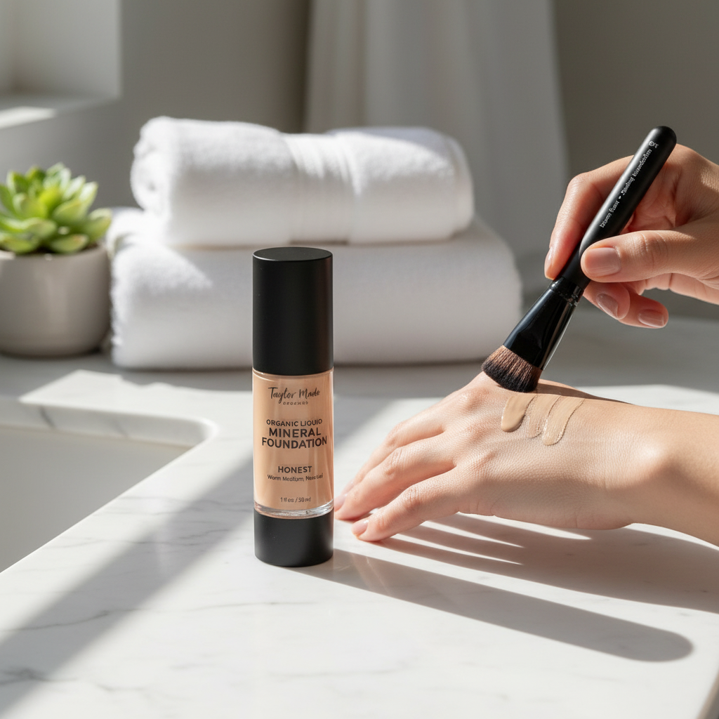 Foundation on marble counter