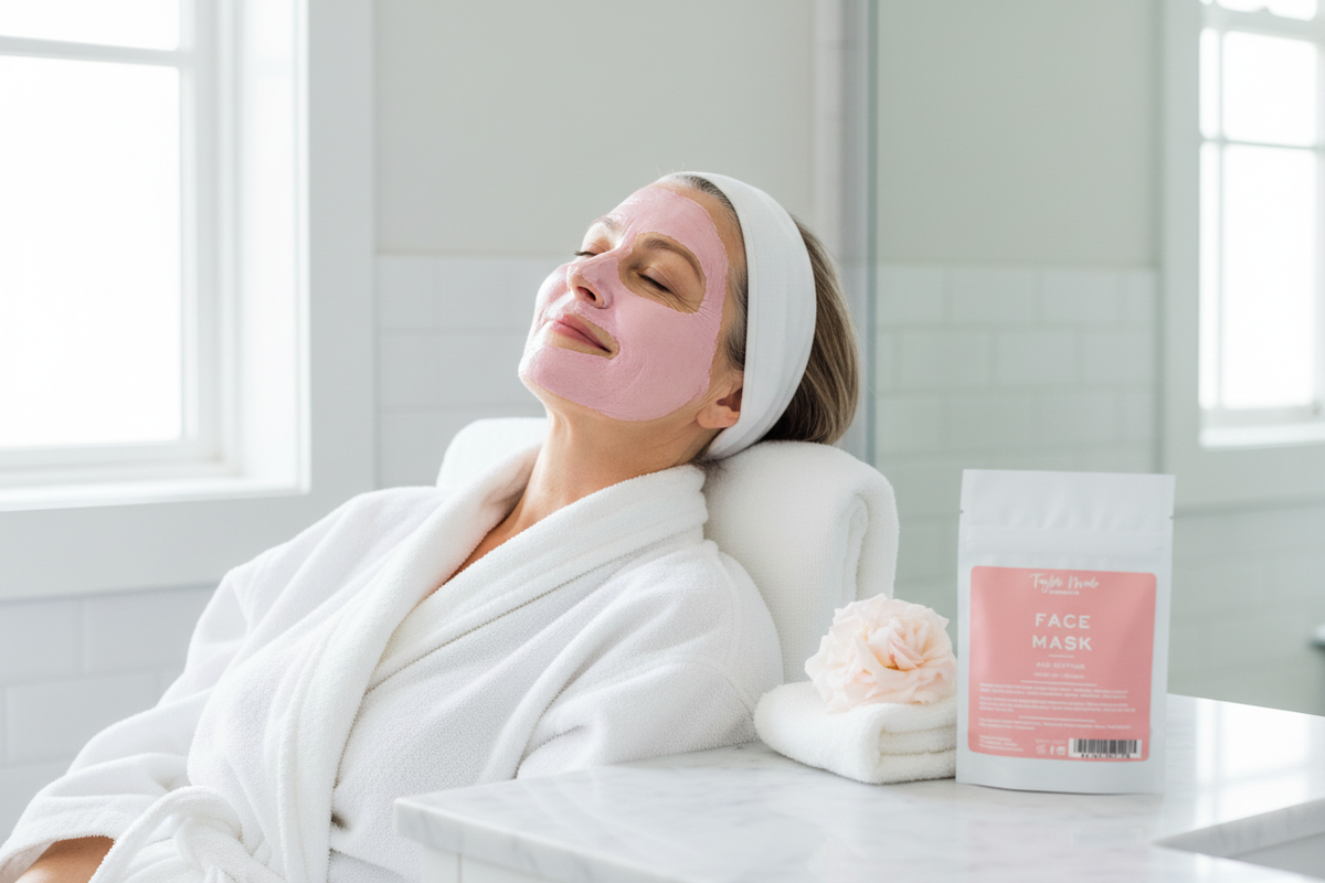 Mature woman relaxing with Age-defying Face Mask