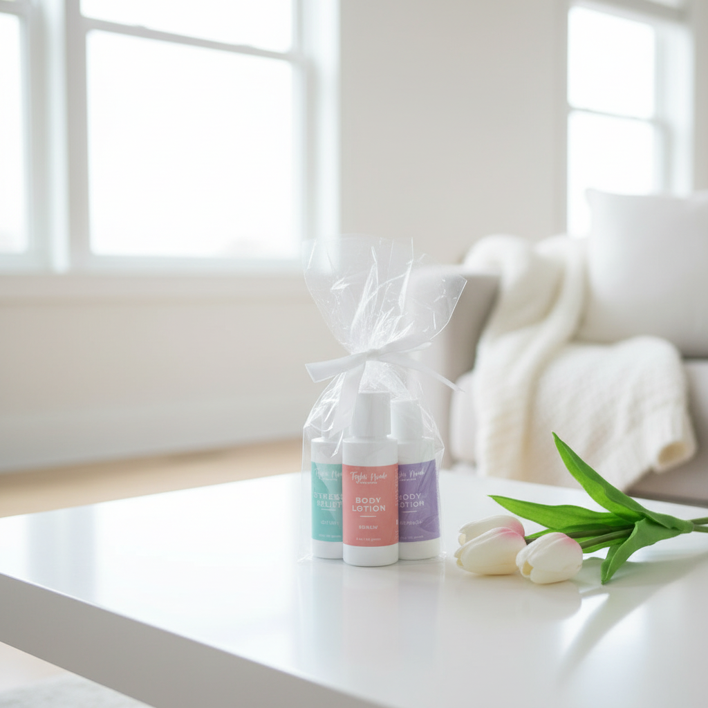 Mindful Moments Lotion Gift Set on Coffee Table | Taylor Made Organics