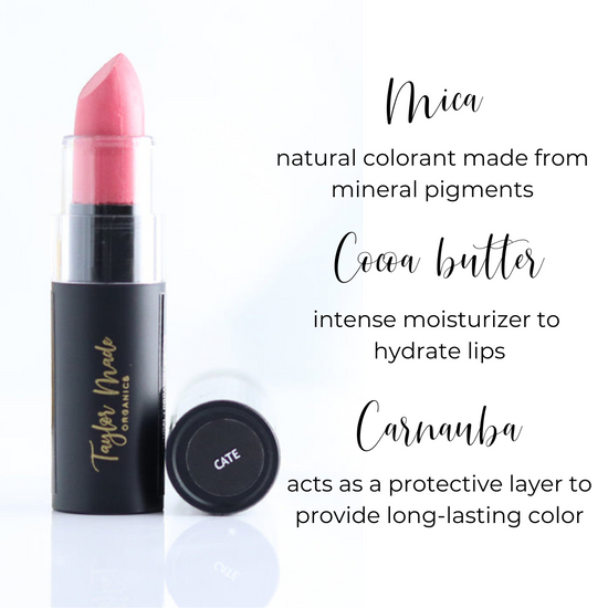 Load image into Gallery viewer, Mineral lipstick facts | organic + lead-free
